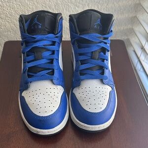 Jordan 1 Mid "Game Royal/Black/White" Grade School Boys' Shoe Size 7Y